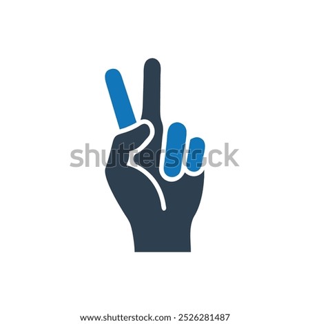 Hand 2 Finger Tap Vector Icon, Hand with two fingers up icon, 
Hand making a tapping gesture icon, Hand 2 Finger Spread Vector Icon