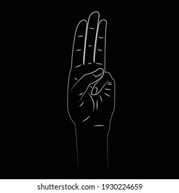 a hand with 3 finger raised used for Justice or Protest in Myanmar