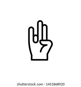 Hand 3 fingers gesture outline icon. Element of hand gesture illustration icon. signs, symbols can be used for web, logo, mobile app, UI, UX