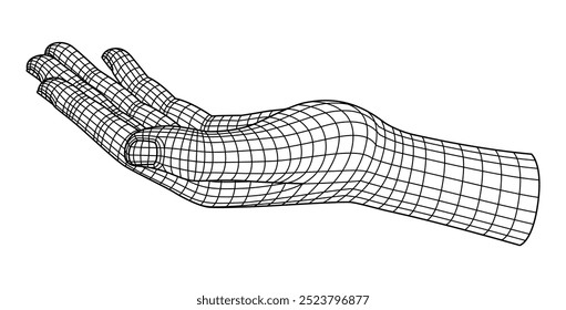 Mano 3d línea de polígono negro 