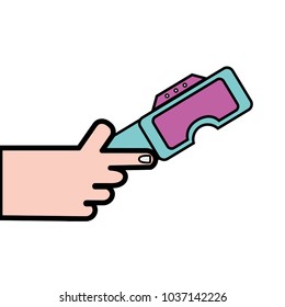 hand with 3d glasses technology equipment