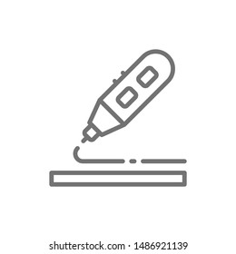 Hand 3d printer line icon. Isolated on white background