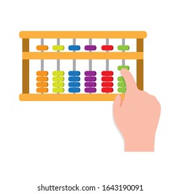 hand with abacus, tools for learning mathematic for kids illustration cartoon vector isolated in white background