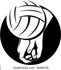 Hand about to strike a volleyball