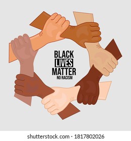 Hand in hand. Absence of racism. United together. Hand in hand. Support each other.