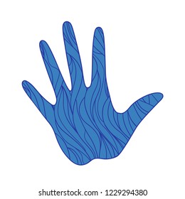 Hand with abstract patterns on isolation background. Design for spiritual relaxation for adults. Zen art. Doodle for banners, posters, t-shirts and textiles