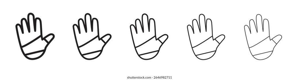 hand accident icon thin flat outline style vector sign
