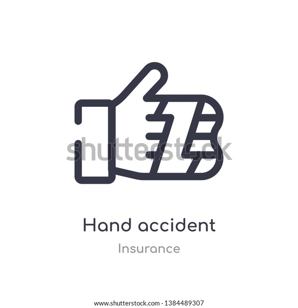 hand accident outline icon. isolated\
line vector illustration from insurance collection. editable thin\
stroke hand accident icon on white\
background