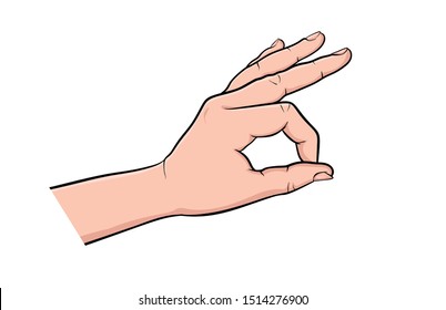Hand achieve gesture Ok comic book pop art isolated. Like positive ok gesture pop art style. Sketch cartoon retro good symbol arm. Ok like thumbs up achieve hand gesture vector illustration.