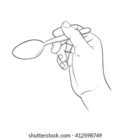 hand acting,hand holding spoon