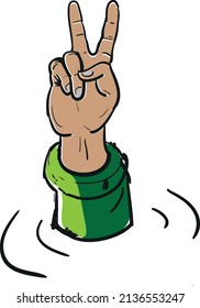 hand action in peace symbol stock vector