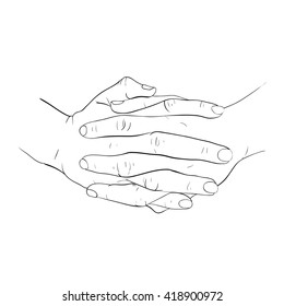 Holding Hands One Line Drawing On Stock Vector (Royalty Free) 1682320603