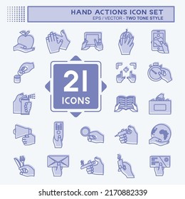 Hand Actions Icon Set. suitable for Education symbol. two tone style. simple design editable. design template vector. simple symbol illustration