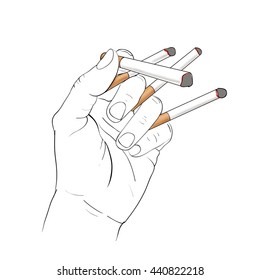 hand activity,hand holding 4 cigarette