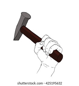 hand activity,hand holding hammer prepare to hit