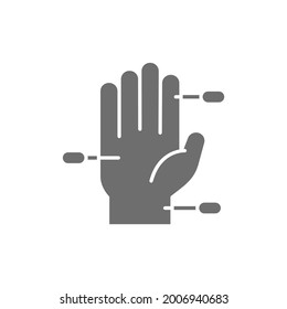 Hand acupuncture grey icon. Isolated on white background