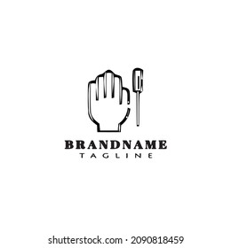 hand with acupuncture needle logo icon design template modern vector illustration