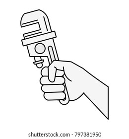 Hand with adjustable wrench