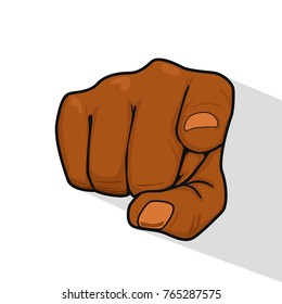 Hand of african american man pointing index finger at you