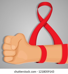 Hand aids day concept background. Cartoon illustration of hand aids day vector concept background for web design