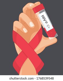Hand aids day . negative aids. World sexual health day background, cartoon style flat Vector illustration