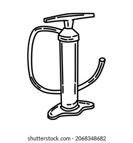 Hand Air Pump Part of Contractor Material and Equipment Device Hand Drawn Icon Set Vector.