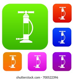 Hand air pump set icon in different colors isolated vector illustration. Premium collection