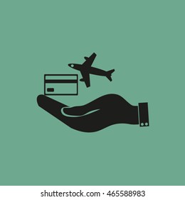 hand and airplane ticket. 