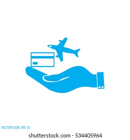hand and airplane ticket. 