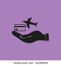hand and airplane ticket. 
