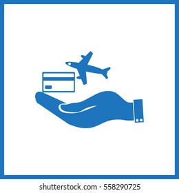 hand and airplane ticket. 