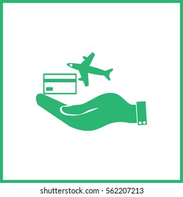 hand and airplane ticket. 