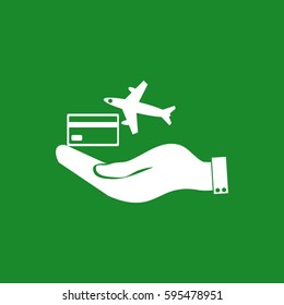 hand and airplane ticket. 