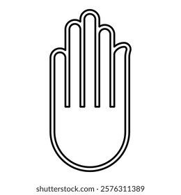 Hand Akhimsa Ahimsa arm Jainism Jain religion symbol Dharma Ahinsa contour outline line icon black color vector illustration image thin flat style