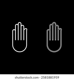 Hand Akhimsa Ahimsa arm Jainism Jain religion symbol Dharma Ahinsa set icon white color vector illustration image solid fill outline contour line thin flat style