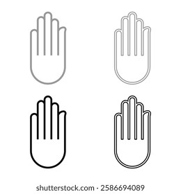 Hand Akhimsa Ahimsa arm Jainism Jain religion symbol Dharma Ahinsa set icon grey black color vector illustration image solid fill outline contour line thin flat style