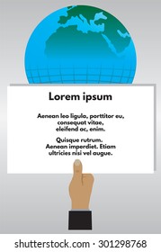 Hand with the announcement. Vector illustration . Elements for design.