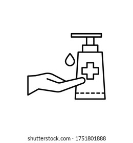 Hand, antiseptic icon. Simple line, outline vector elements of viral pandemic icons for ui and ux, website or mobile application
