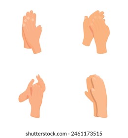 Hand applause icons set cartoon vector. Set of different clapping hand. Consent and success concept