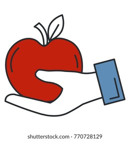 hand with apple fresh
