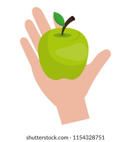 hand with apple fresh fruit