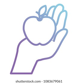 hand with apple fresh fruit icon