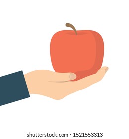 hand with apple fresh fruit isolated icon vector illustration design