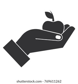 hand with apple icon