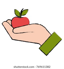 hand with apple icon