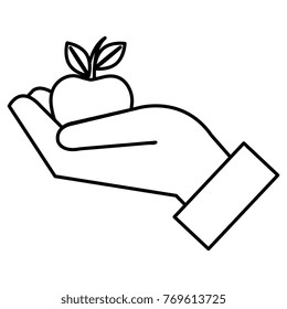 hand with apple icon