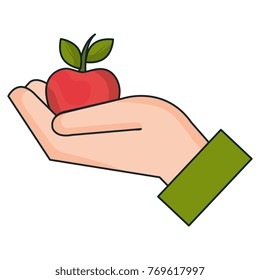 hand with apple icon