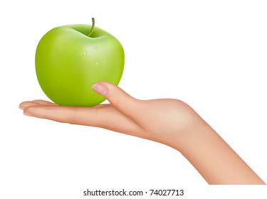 Hand and a apple. Vector illustration