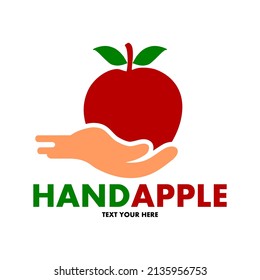 Hand apple vector logo template. This design use fruit symbol. Suitable for food.