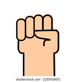 Hand arm fist. Drawn symbol of protest. Vector illustration.